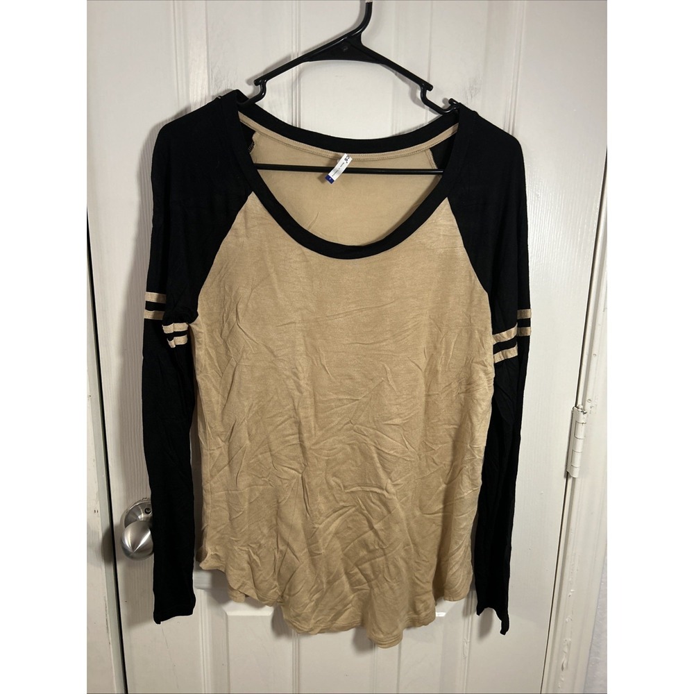 Tresics Women's Size‎ S Long Sleeve Tshirt Brown Black Top NWT!